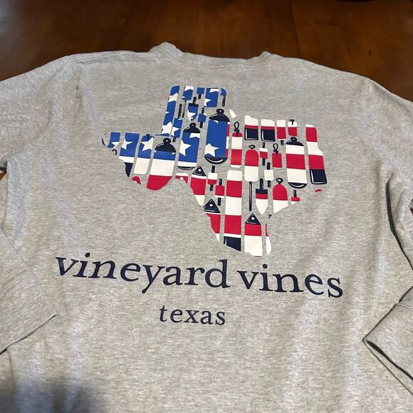 Vineyard Vines Mens Long Sleeve Graphic Print T Shirt Texas Theme Size M - Picture 6 of 9